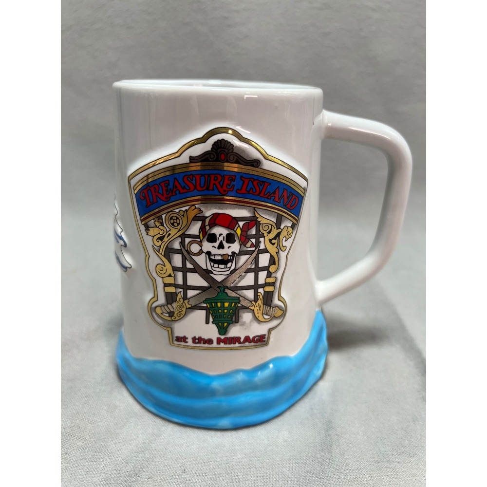 Vintage Treasure Island Casino Mirage Mug 3D Wave 90s Vegas Pirate Souvenir